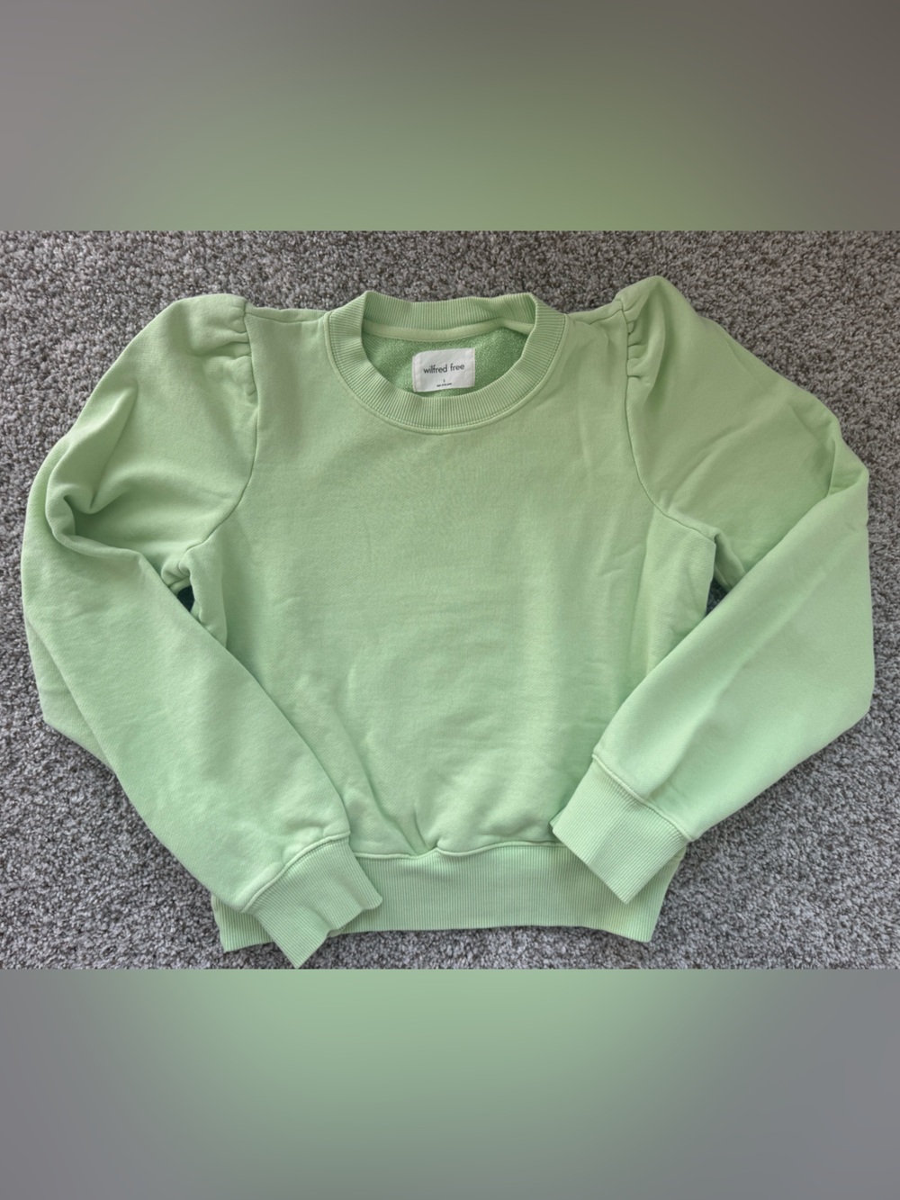 Wilfred Mint Green Puff-Sleeve Crewneck Sweatshirt Aritzia